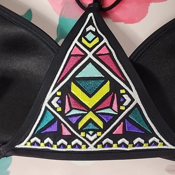 Victoria's Secret Pink Tribal Stained Glass Push Up Triangle Bikini Xs - Picture 5 of 6